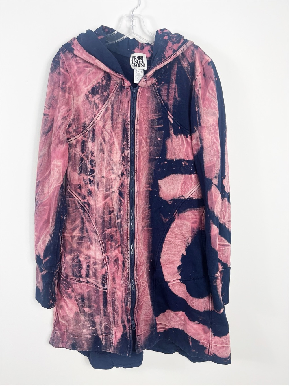Prairie Underground RARE Hand Dyed Organic Cotton Long Cloak Hooded Jacket Large